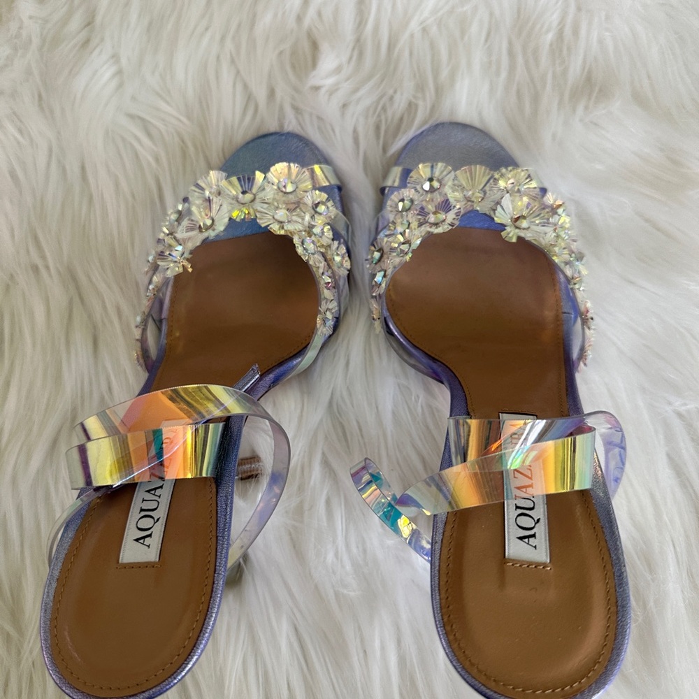 Aquazzura
Meteorite PVC Embellished Ankle-Strap Sandals - Picture 7 of 13